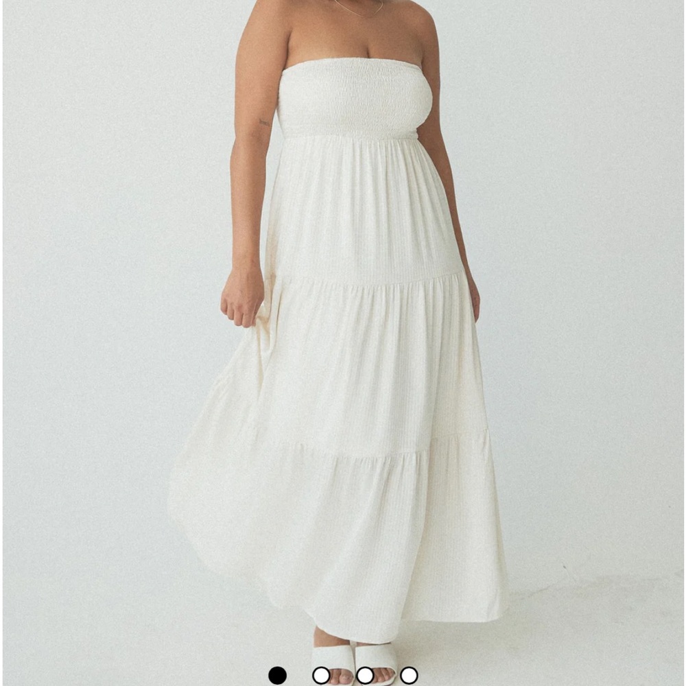 Klassy Network Strapless White Maxi Dress